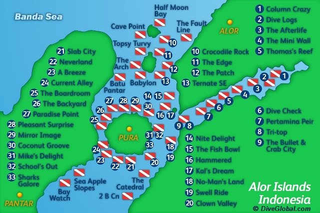 Alor dive map